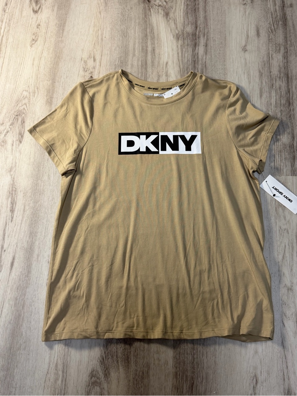 DKNY Tan Logo Crewneck Tee